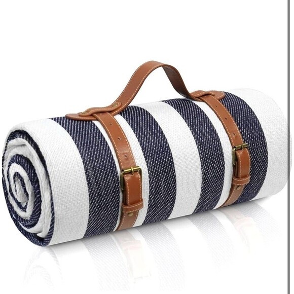 Unbranded Other - Trendy Beach Picnic Blankets Waterproof Foldable With Straps 80 In x 80 In